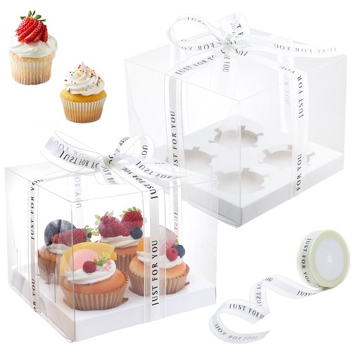 White clear cupcake boxes - white,