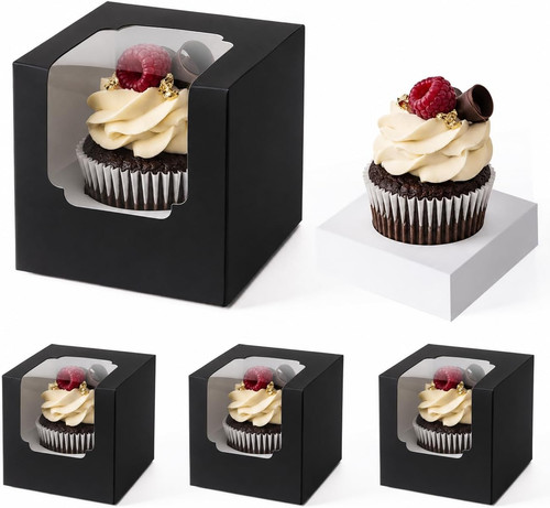 Pcs black cupcake boxes - black,